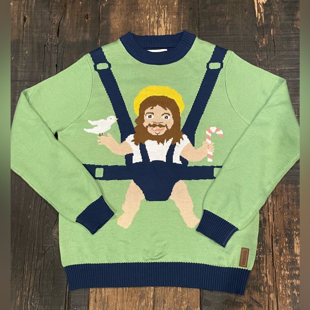 TIPSY ELVES Sweet Baby Jesus Christmas Sweater Men’s Size L